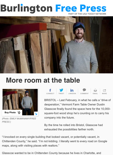 Burlington Free Press Bristol Woodshop Feature