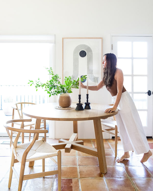 A-Frame Round Dining Table White Oak Emily Billings