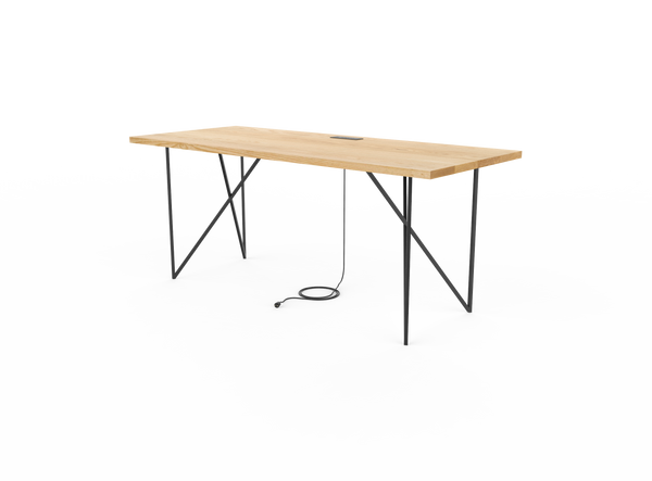Vermont Farm Table Custom Wood Desk WIre Frame 30x72 003 Ash 